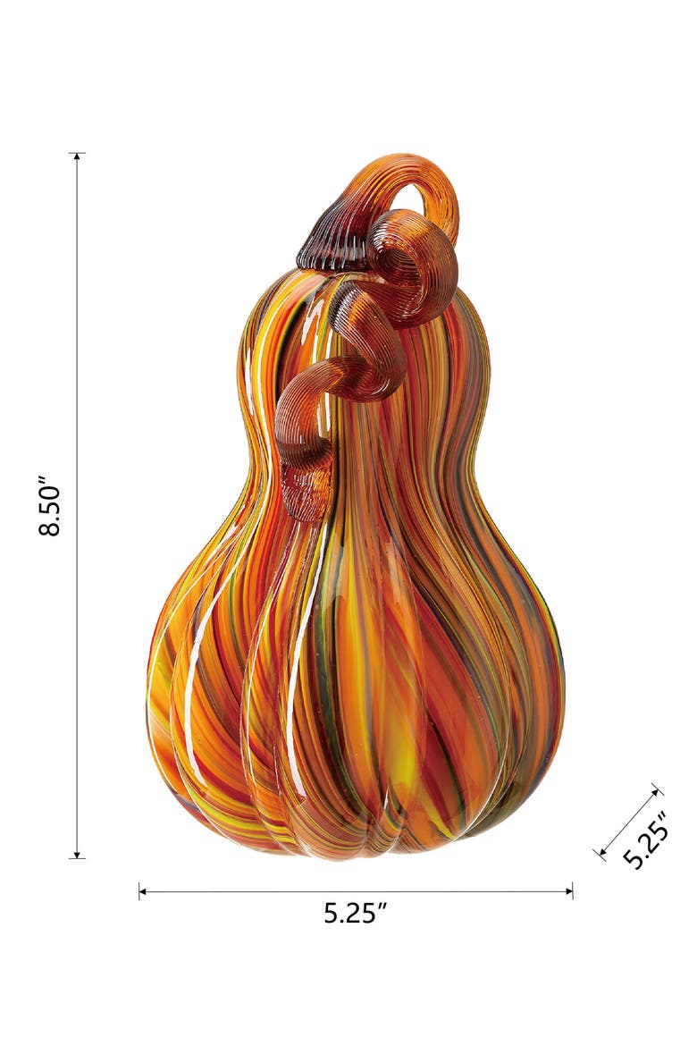 Fall Multi Stripes Glass Gourd Pumpkins, Alternate, color, Brown