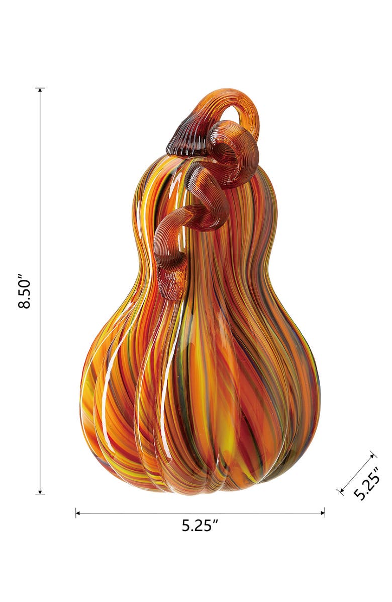 Glitzhome Fall Multi Stripes Glass Gourd Pumpkins, Alternate, color, Brown