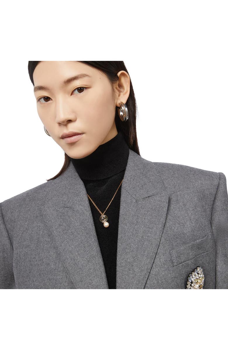 Gucci Interlocking-G & Imitation Pearl Pendant Necklace, Alternate, color,