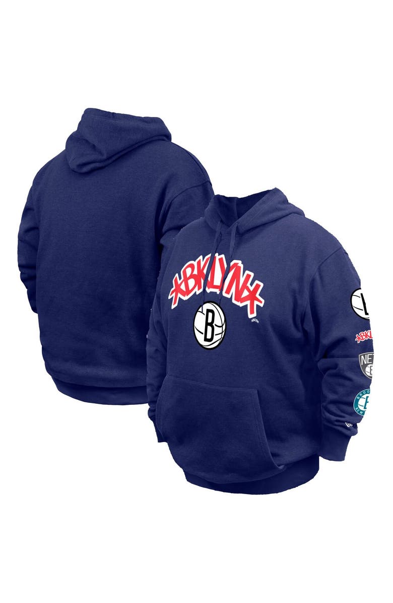 New Era Men's New Era Blue Brooklyn Nets Big & Tall 2023/24 City Edition Pullover Hoodie, Main, color,