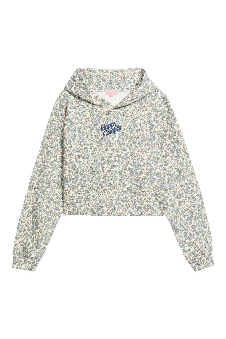 Garden Scuba Cropped Graphic Hoodie, Main, color, DUSTY BLUE