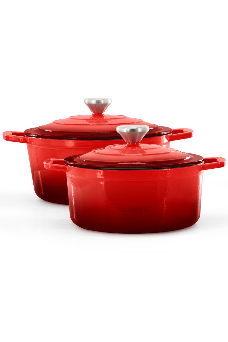 7 Piece Enameled Cast Iron Cookware Set, Alternate, color, Red
