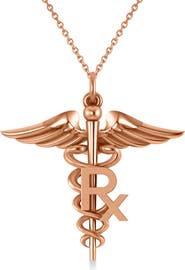 ALLUREZ Medical RX Pharmacy Symbol Pendant Necklace 14k