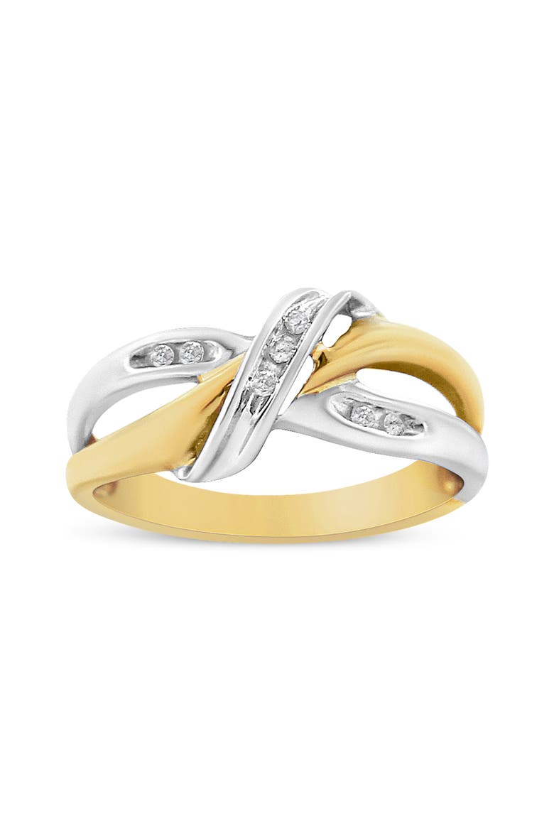 10K Gold 1/20 Cttw Round-Cut Diamond Bypass Ring, Main, color, Yellow