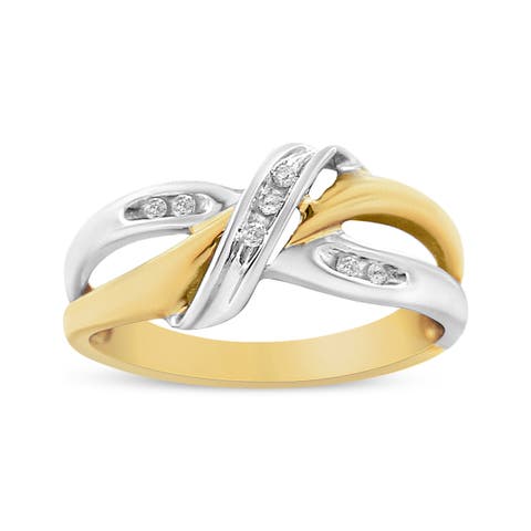 10K Gold 1/20 Cttw Round-Cut Diamond Bypass Ring