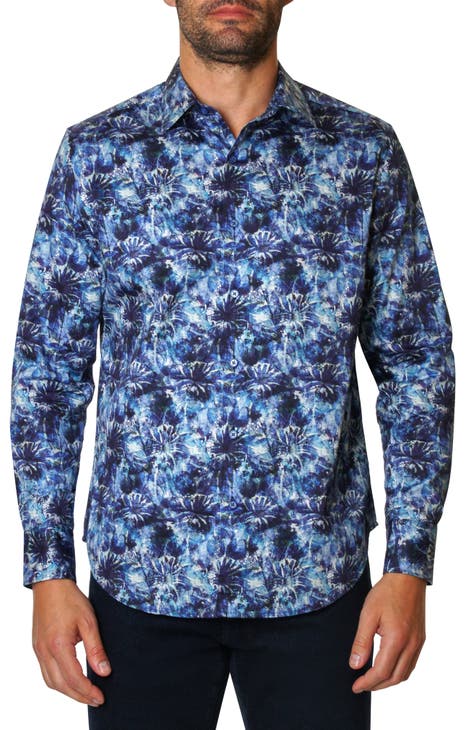 Flemming Abstract Print Cotton Button-Up Shirt