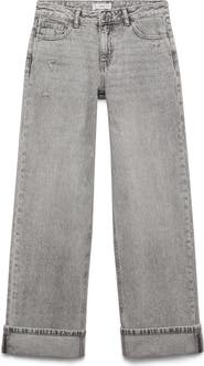 MANGO TEEN Cuff Hem Wide Leg Jeans