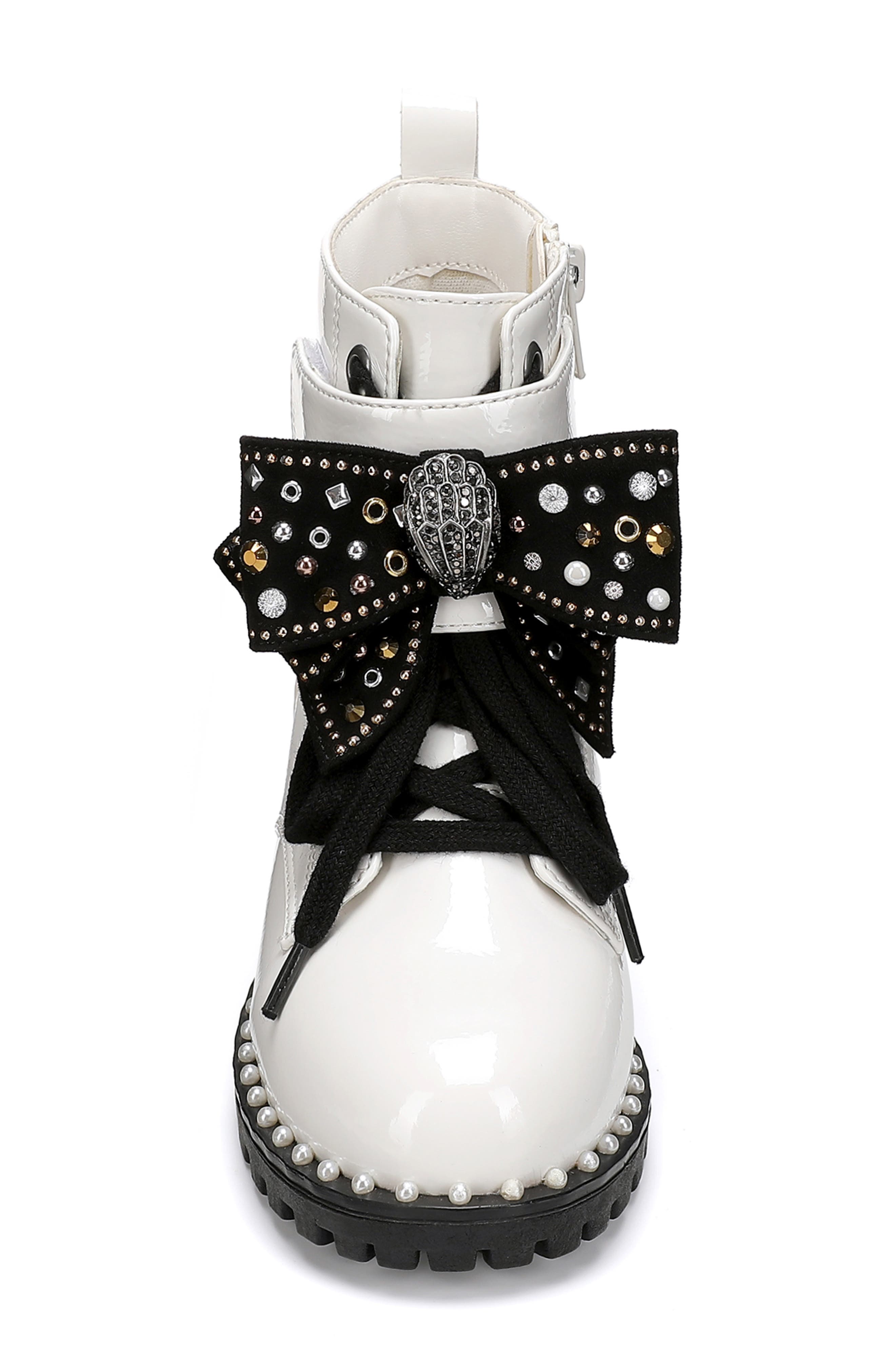 Kurt Geiger London Kids' Kensington Combat Boot, Alternate, color, Bone Patent