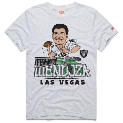 Unisex Homage Fernando Mendoza Ash Las Vegas Raiders Caricature Player Graphic Tri-Blend T-Shirt