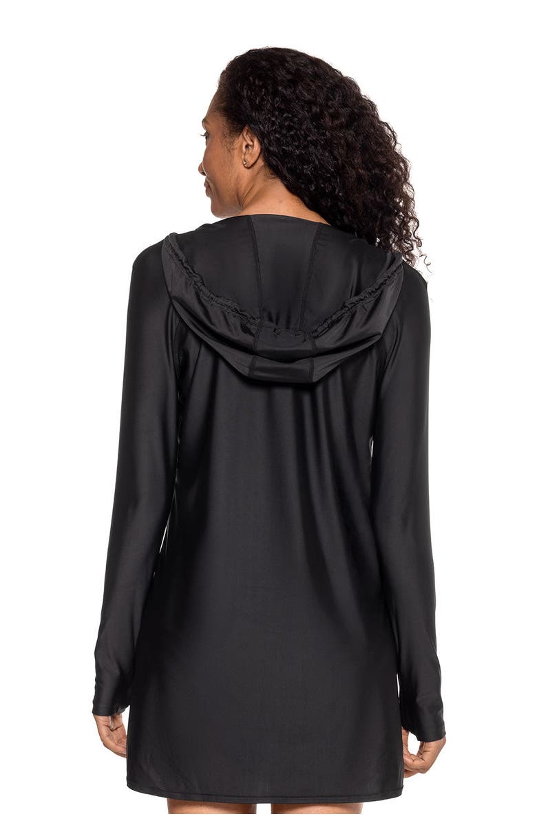 Coolibar Seacoast Hooded Cover-Up Dress, UPF 50+ Sun Protection, Alternate, color, Black