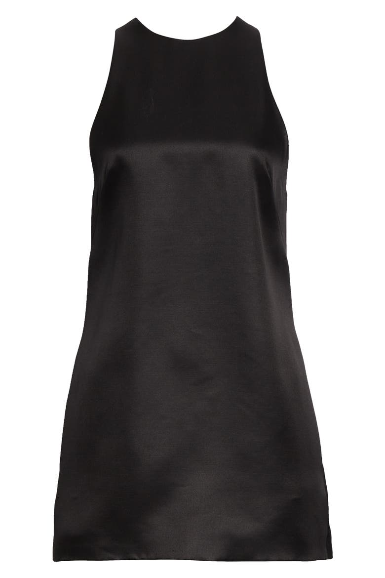 The Joelle Virgin Wool & Silk Sateen Minidress, Alternate, color, BLACK