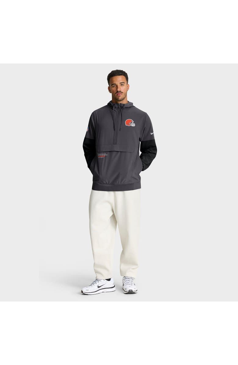 Nike Men's Nike Anthracite Cleveland Browns Sideline Anorak Half-Zip Hoodie Jacket, Alternate, color, Anthracite