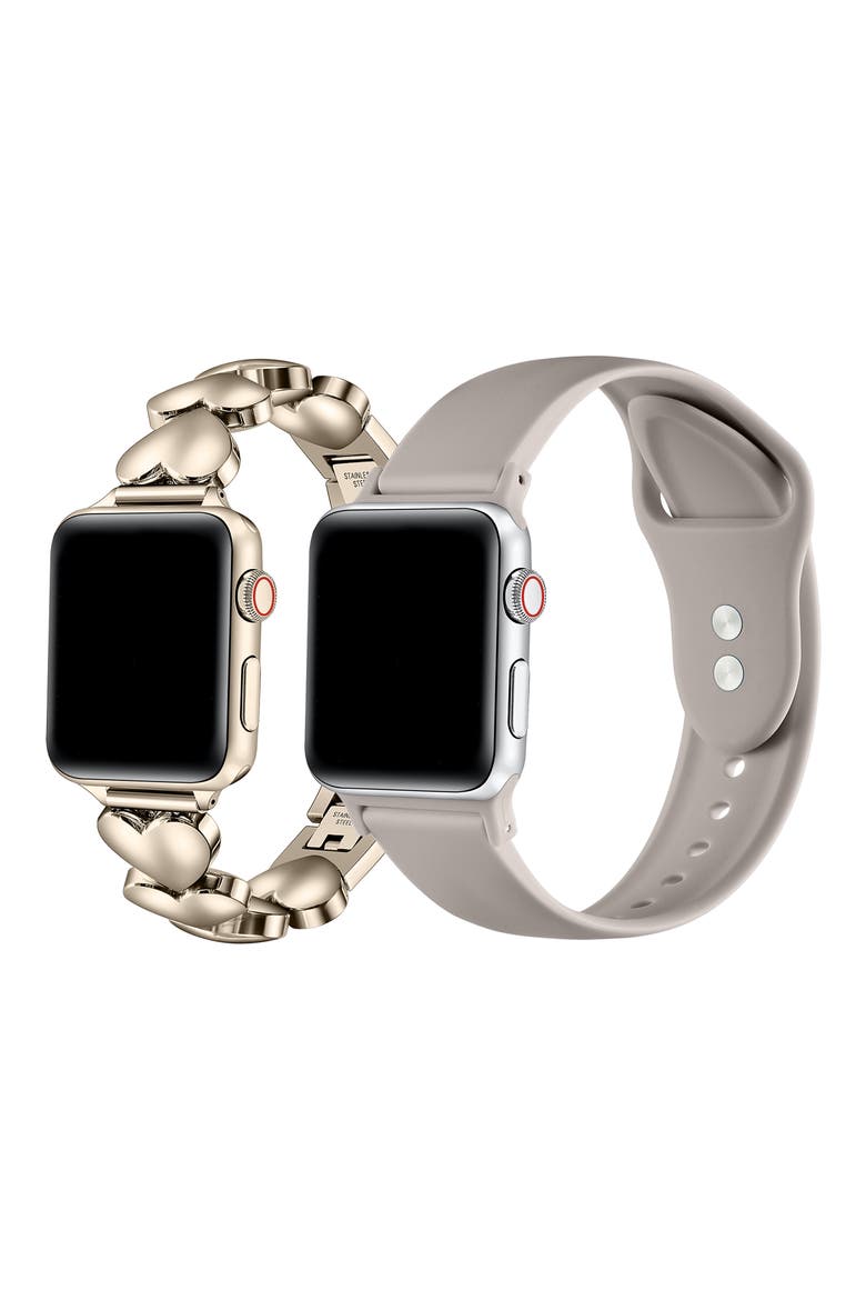 2-Pack Assorted Aphrodite Silicone Apple Watch® Watchbands, Alternate, color, PLATINUM
