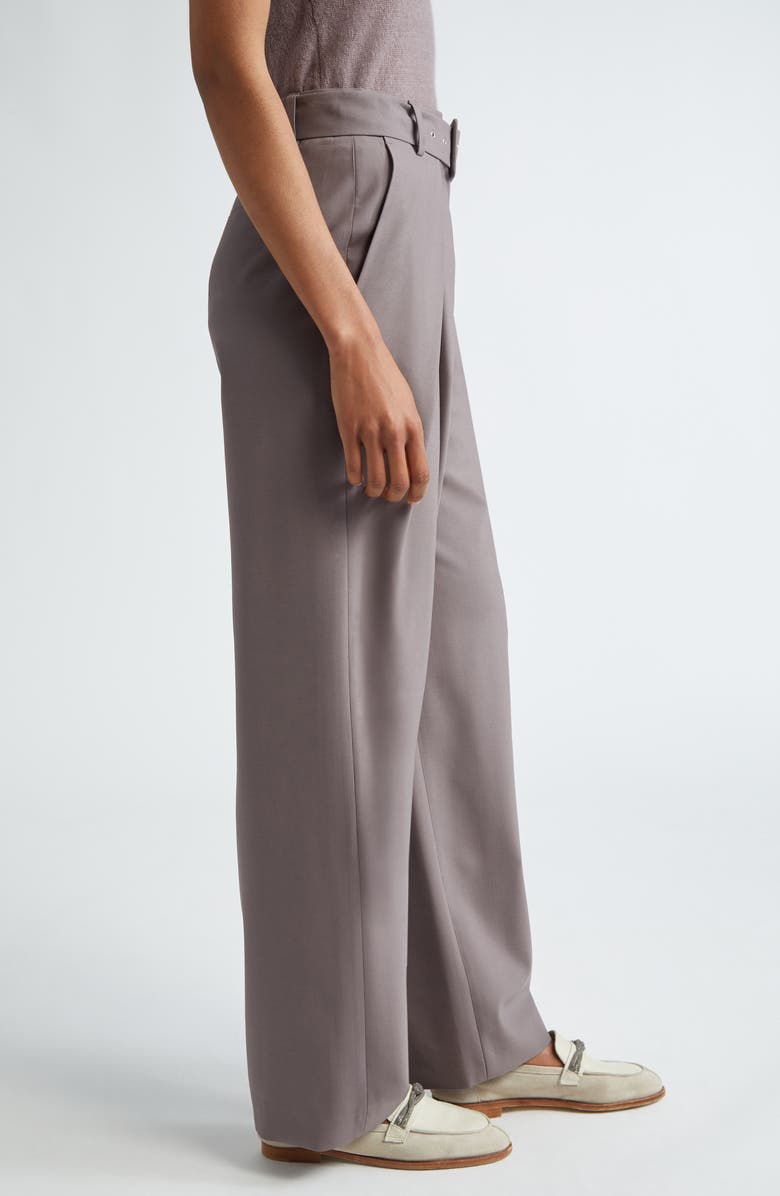 Eleventy Pleated Stretch Wool Belted Pants, Alternate, color, 