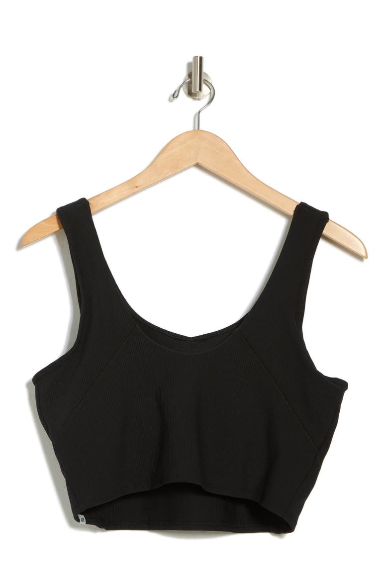 Cate Ribbed Longline Sports Bra, Alternate, color, BLACK