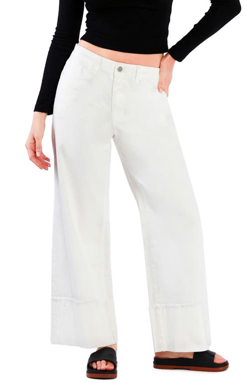Wash Lab Denim Issy Cuffed Ankle Wide Leg Jeans In Stone White