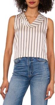 Vince Camuto Stripe Cowl Neck Sleeveless Top
