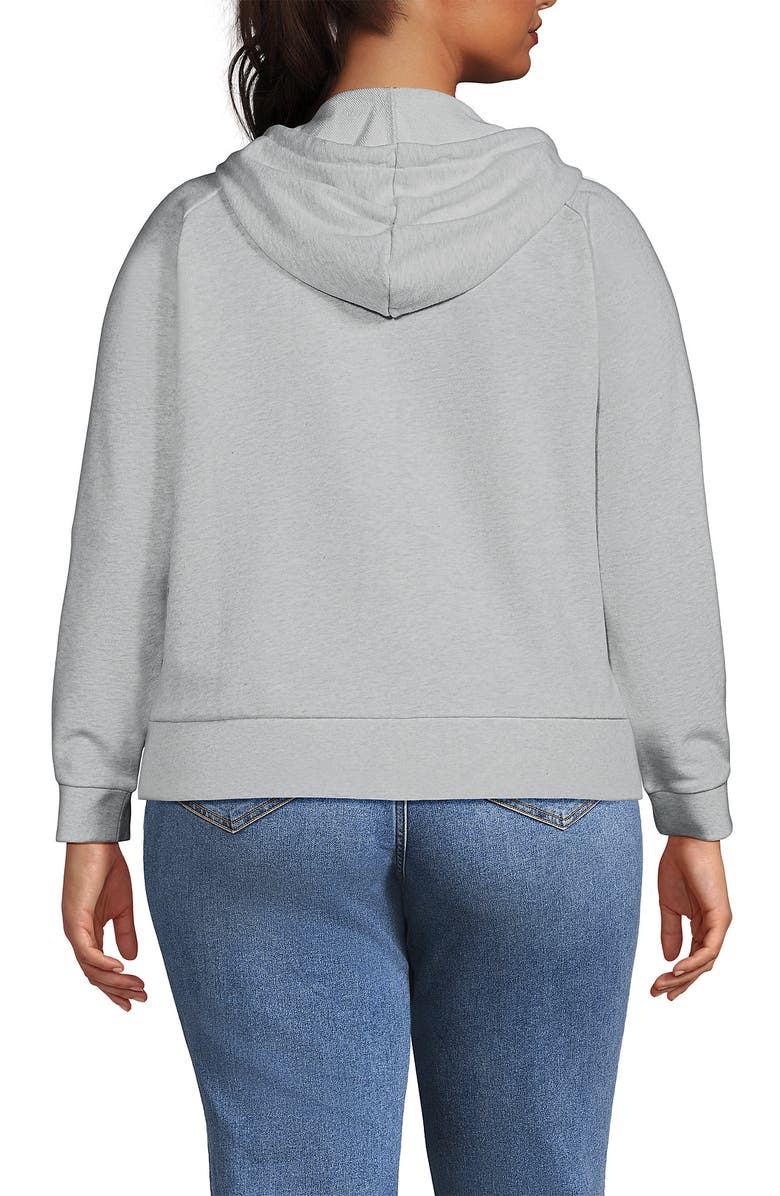 Lands' End Plus Size Serious Sweats Relaxed Long Sleeve Full Zip Hoodie Sweatshirt, Alternate, color, Soft Light Gray Heather