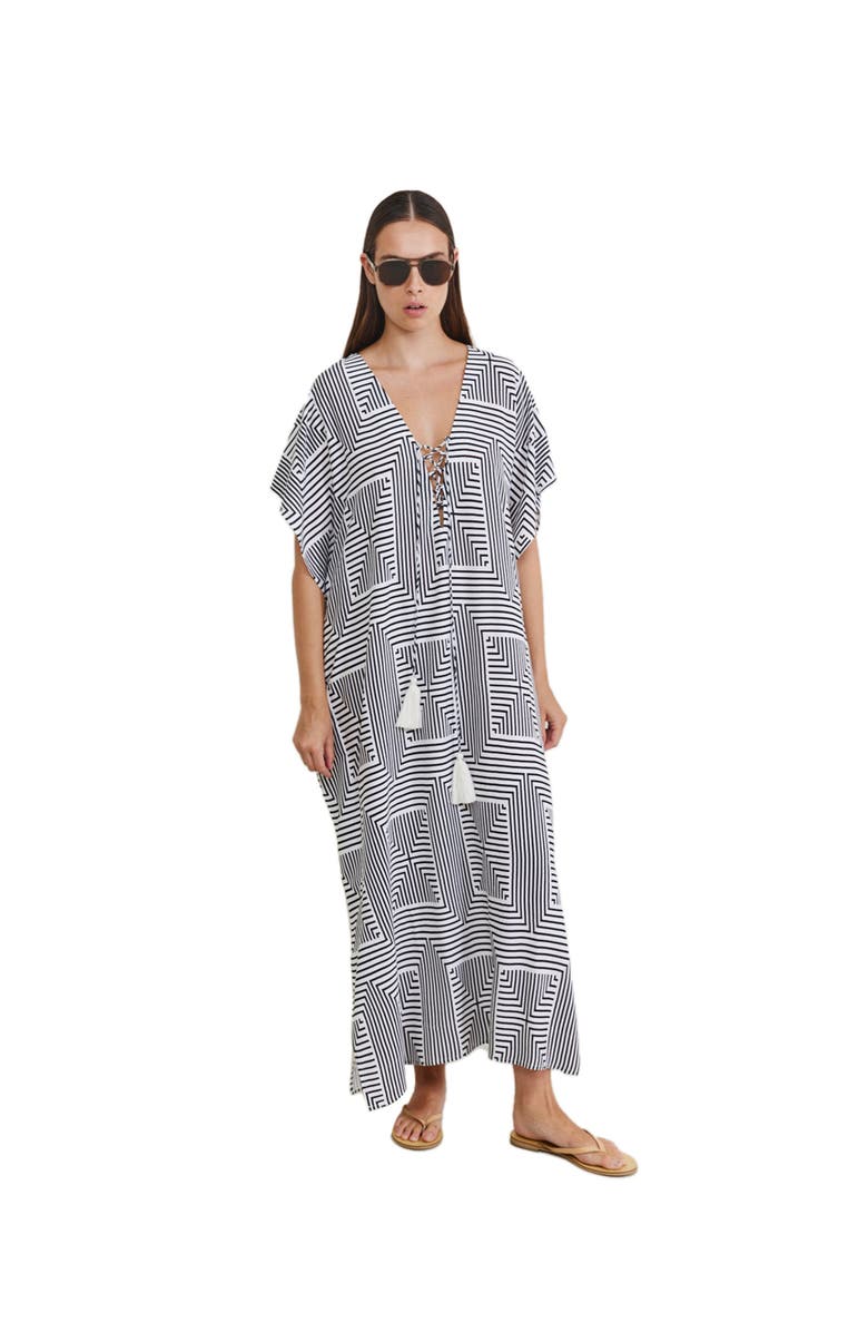Gottex Beach Life Liora Kaftan Cover-Up, Main, color, Black-White