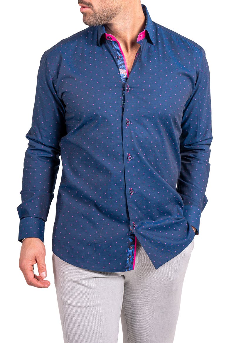 Fibonacci Ascension Contemporary Fit Button-Up Shirt, Alternate, color, BLUE