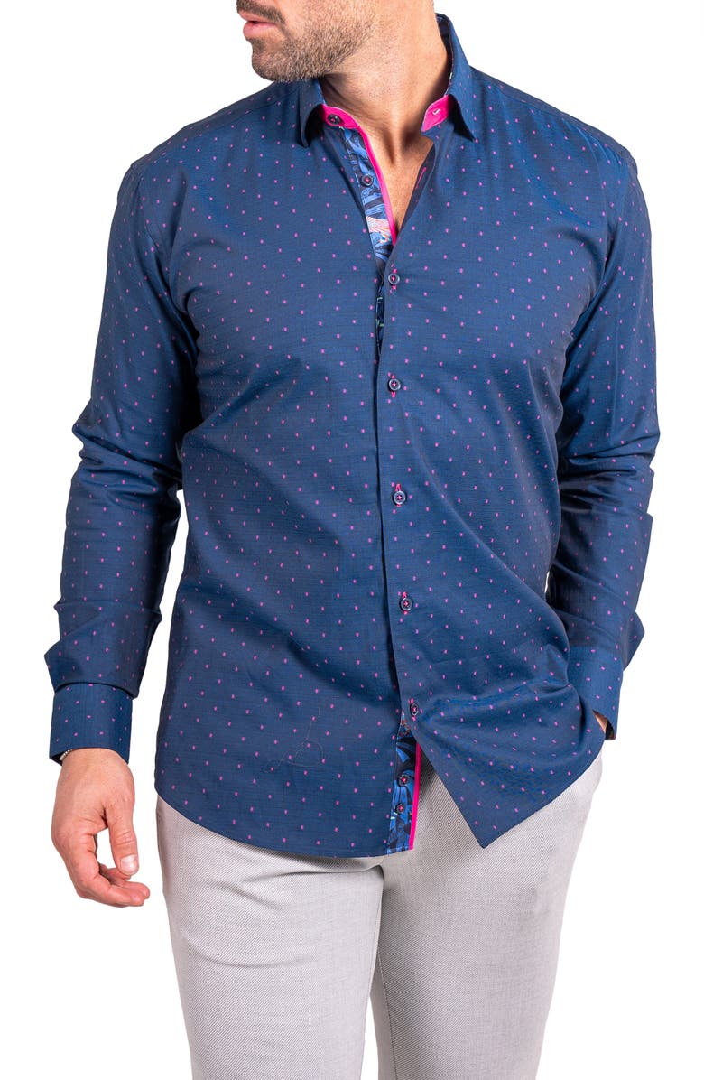 Maceoo Fibonacci Ascension Contemporary Fit Button-Up Shirt, Alternate, color, Blue