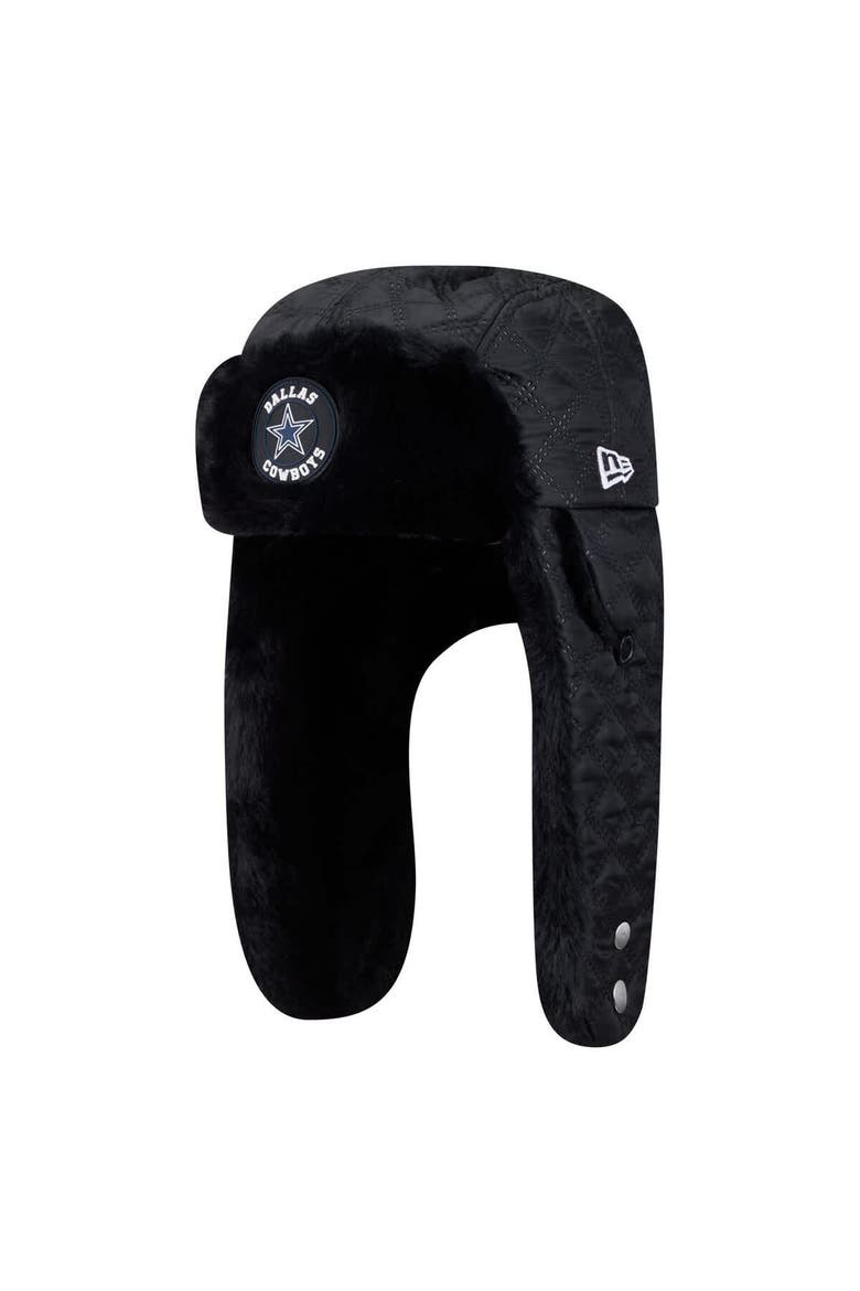 Men's New Era Black Dallas Cowboys Quilted Trapper Hat, Main, color, Black