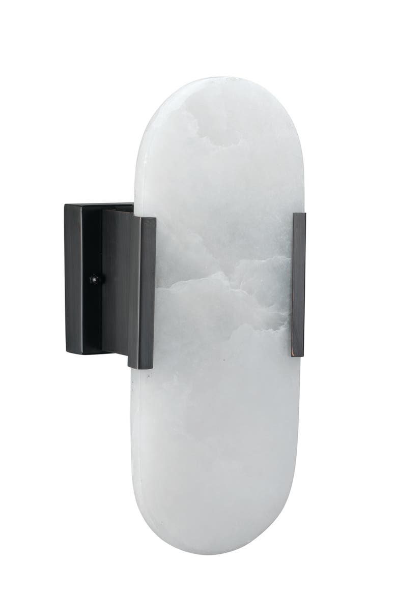 Delphi 2-Light Alabaster Wall Sconce, Antique Brass Metal, Alternate, color, Oil Rubbed Bronze