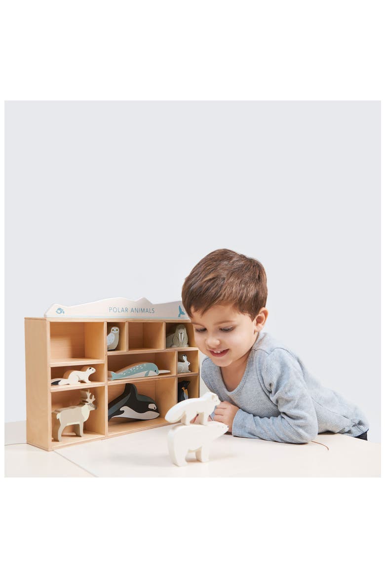 Polar Animals 10-Piece Wooden Toy Set & Shelf, Alternate, color, MULTI
