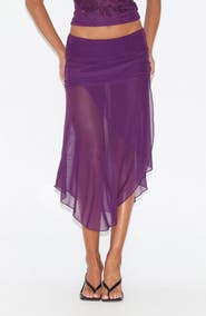 Tiger Mist Mariana Asymmetric Hem Mesh Skirt