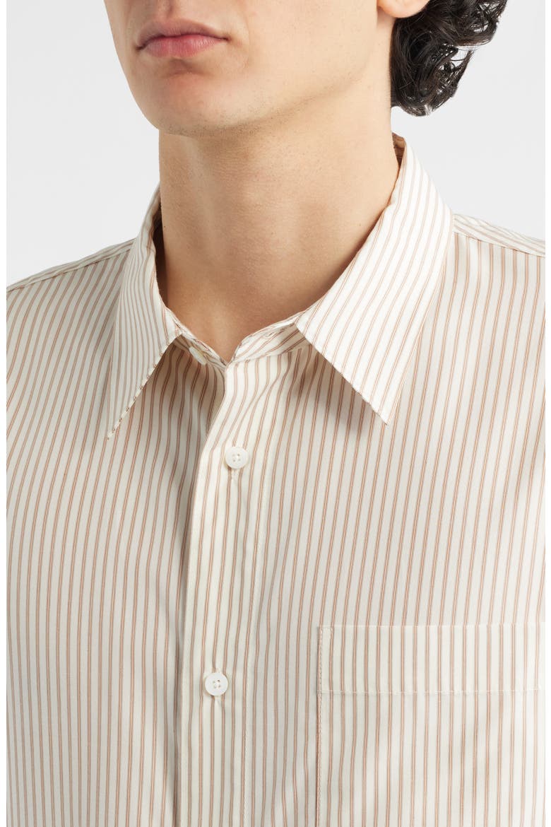 Stripe Relaxed Fit Button-Up Shirt, Alternate, color, BROWN STRIPE
