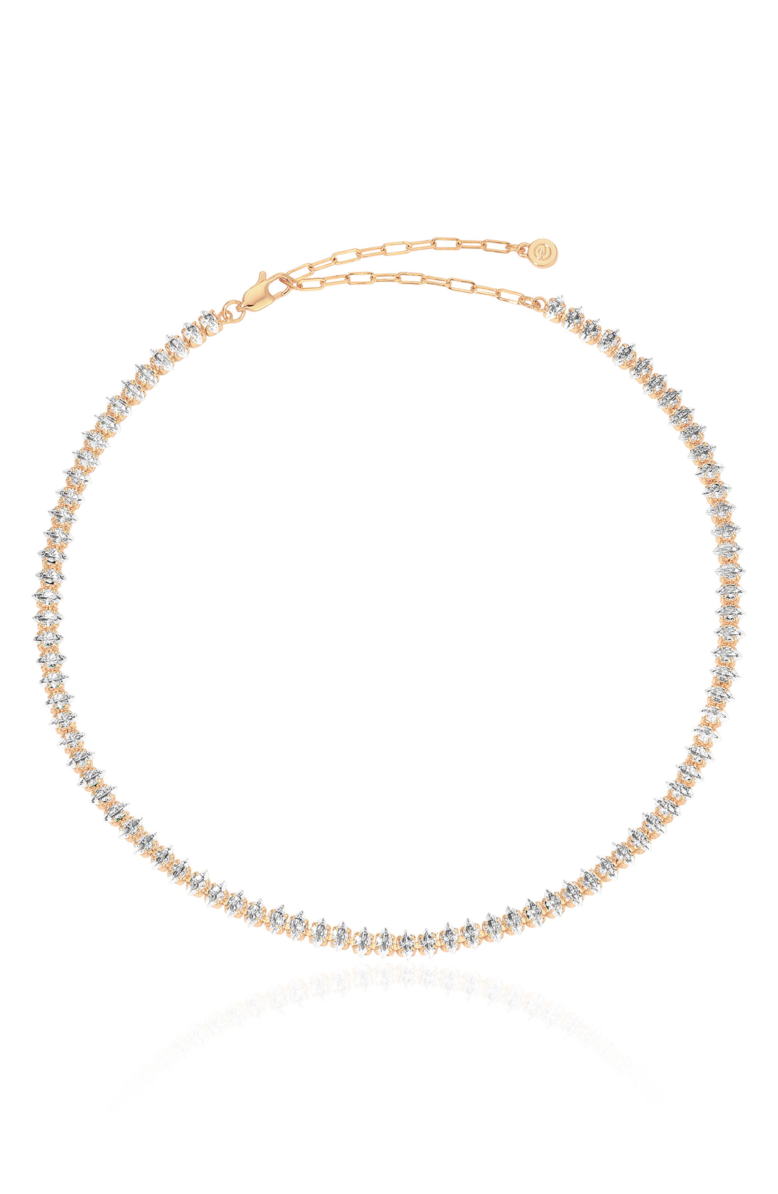 Ettika Dainty Marquise Cubic Zirconia Tennis Necklace in Gold 