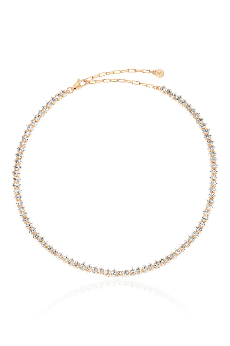 Dainty Marquise Cubic Zirconia Tennis Necklace, Main, color, GOLD