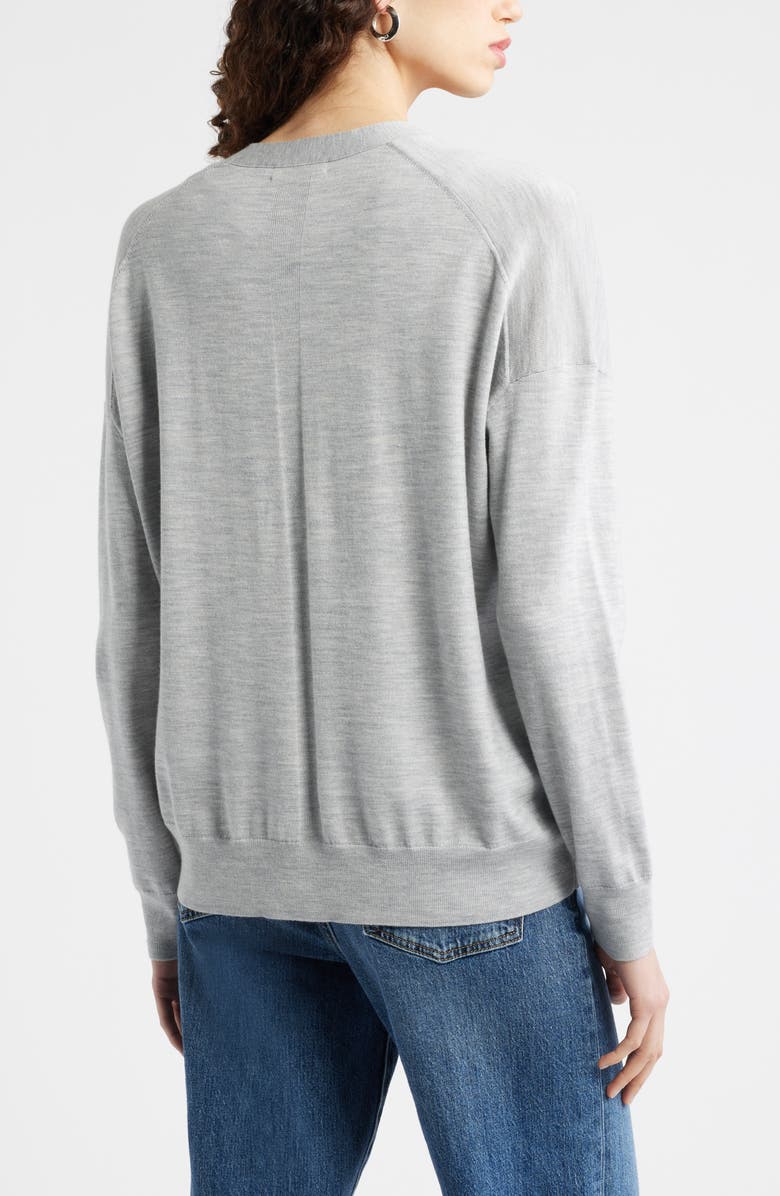 Nordstrom Lightweight Wool Blend Cardigan, Alternate, color, Grey Heather