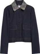Veronica Beard Barrington Crystal Collar Denim Jacket