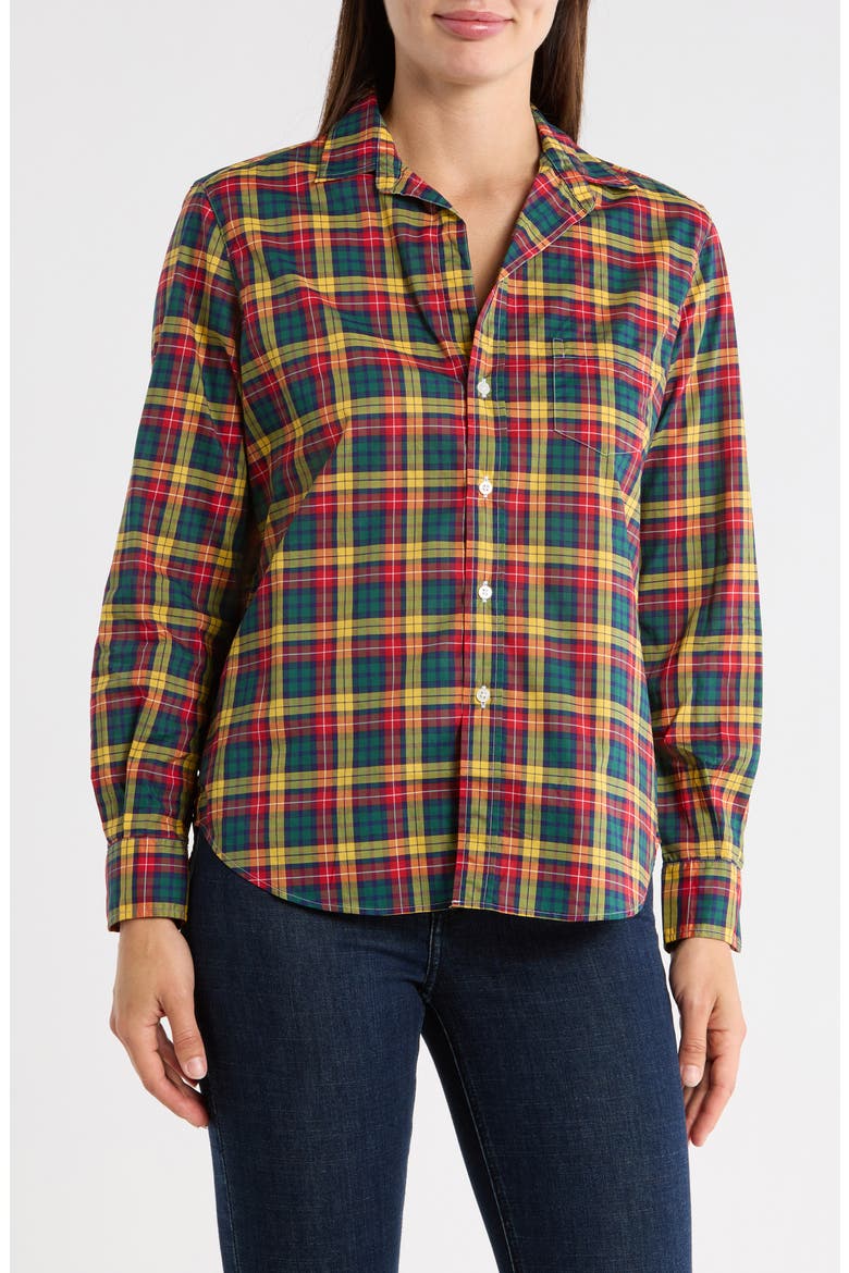 Relaxed Fit Button-Up Shirt, Main, color, YELLOW RED GREEN PLAID