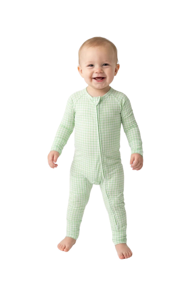 Long Sleeve and Pants Sleeper, Alternate, color, Pistachio Gingham