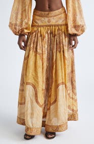 Zimmermann Wanderlust Metallic Stripe Cotton & Silk Maxi Skirt
