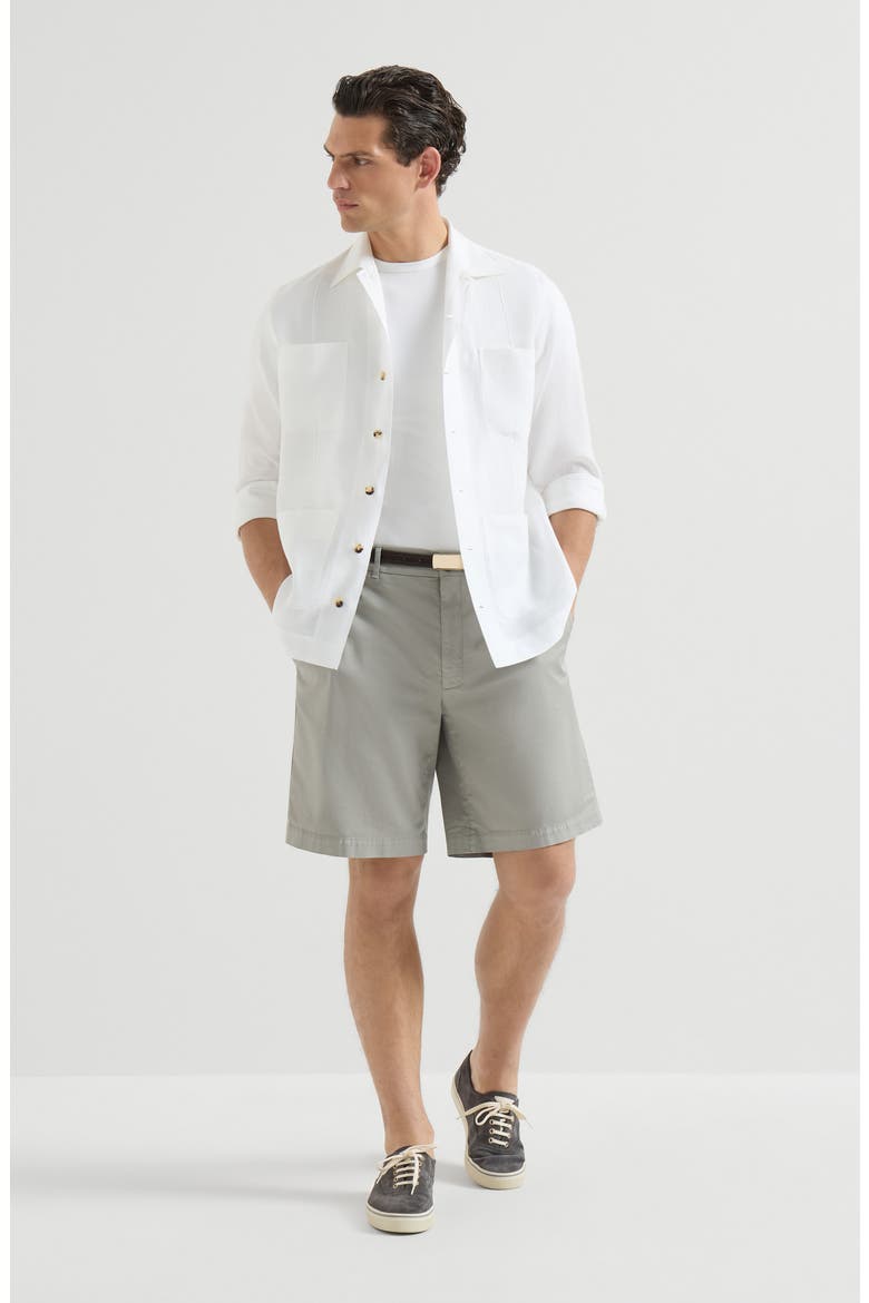 Garment-dyed Bermuda shorts, Alternate, color, Khaki