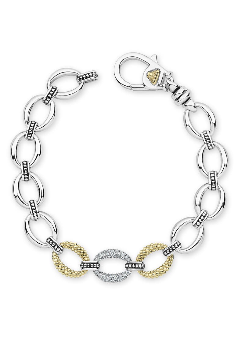 Caviar Lux Diamond Station Link Bracelet, Alternate, color, SILVER/ DIAMOND