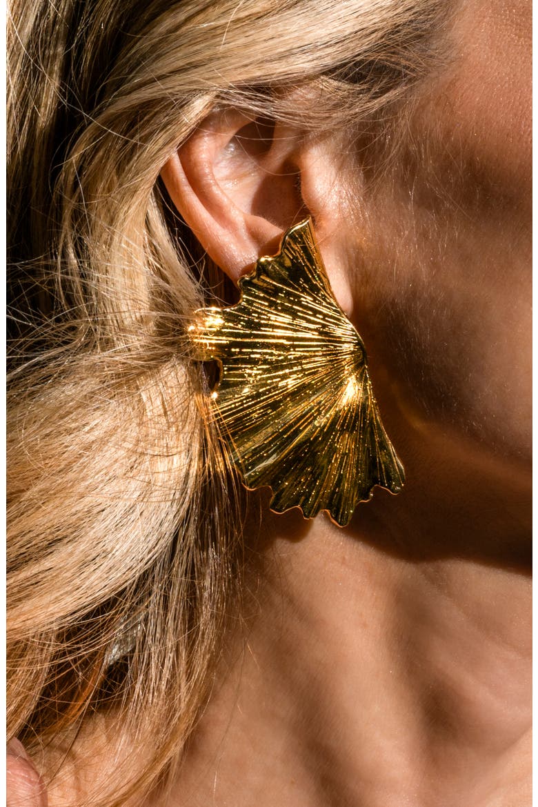 Ginkgo Leaf Earrings, Alternate, color, 14K GOLD
