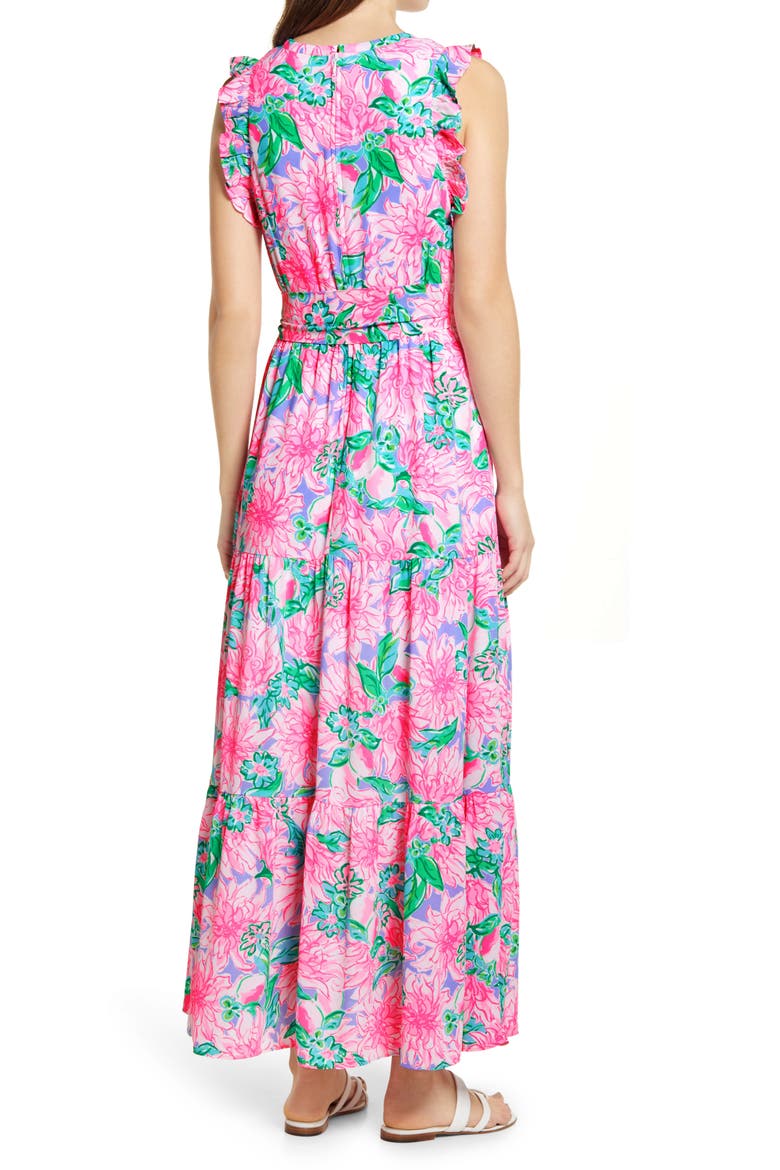 Destini Tie Waist Maxi Dress, Alternate, color, PINK BLOSSOM TRY YOUR ZEST