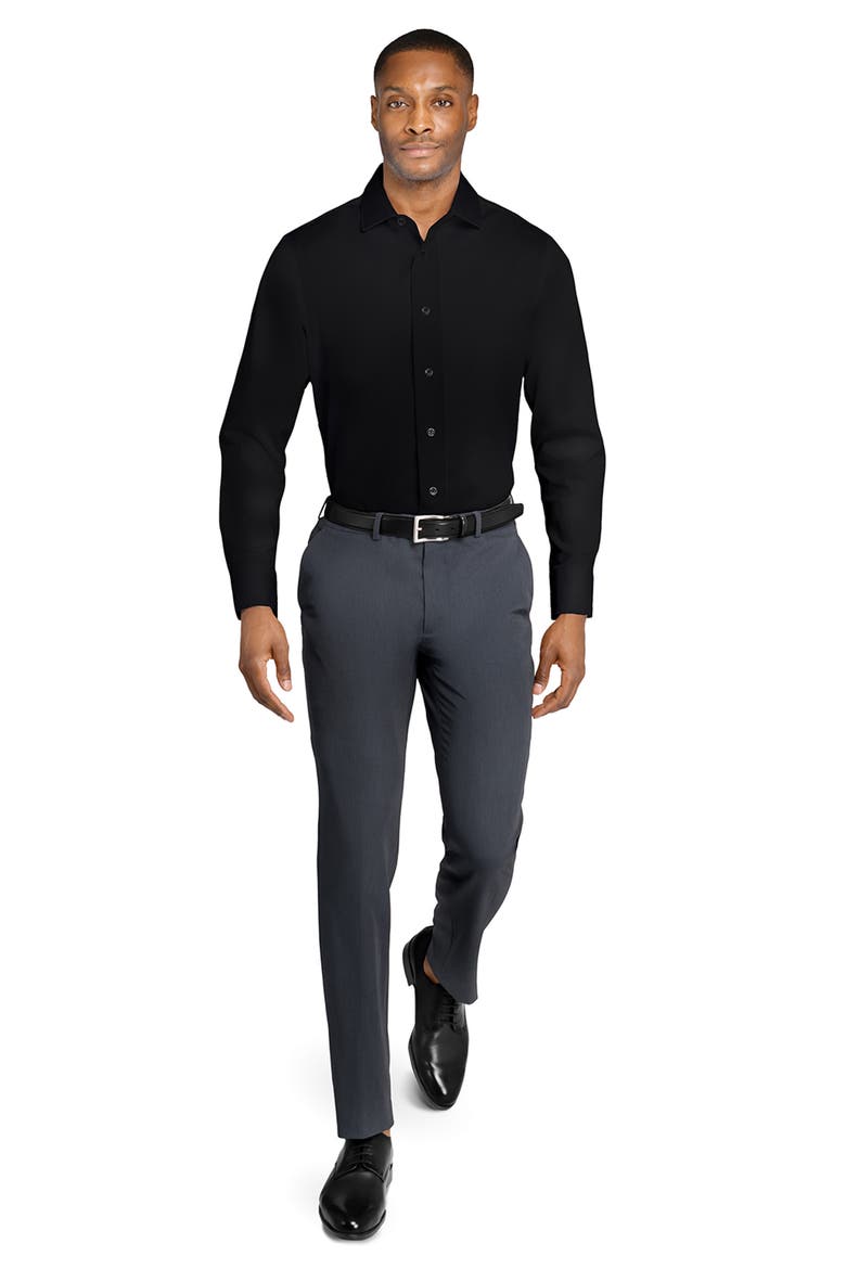 Slim Fit Solid Reworked Dress Shirt, Alternate, color, BLACK