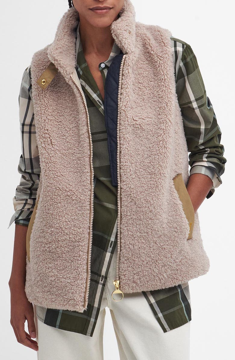 Barbour Elisha Faux Shearling Insulated Vest, Main, color, 
