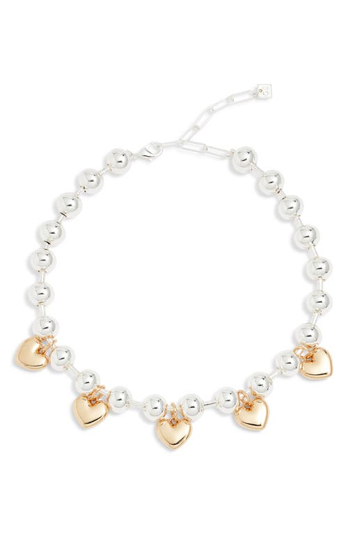Open Edit Heart Orb Collar Necklace In Silver