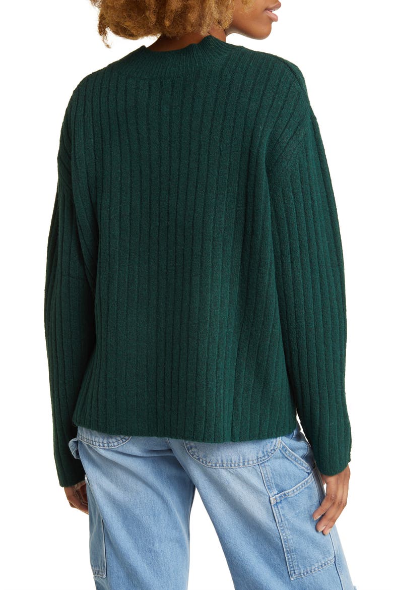 Boxy V-Neck Rib Sweater, Alternate, color, DARK GREEN