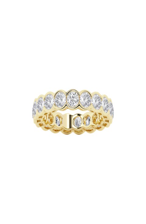 14K Gold Oval Lab Created Diamond Eternity Band Ring - 4.0ct.