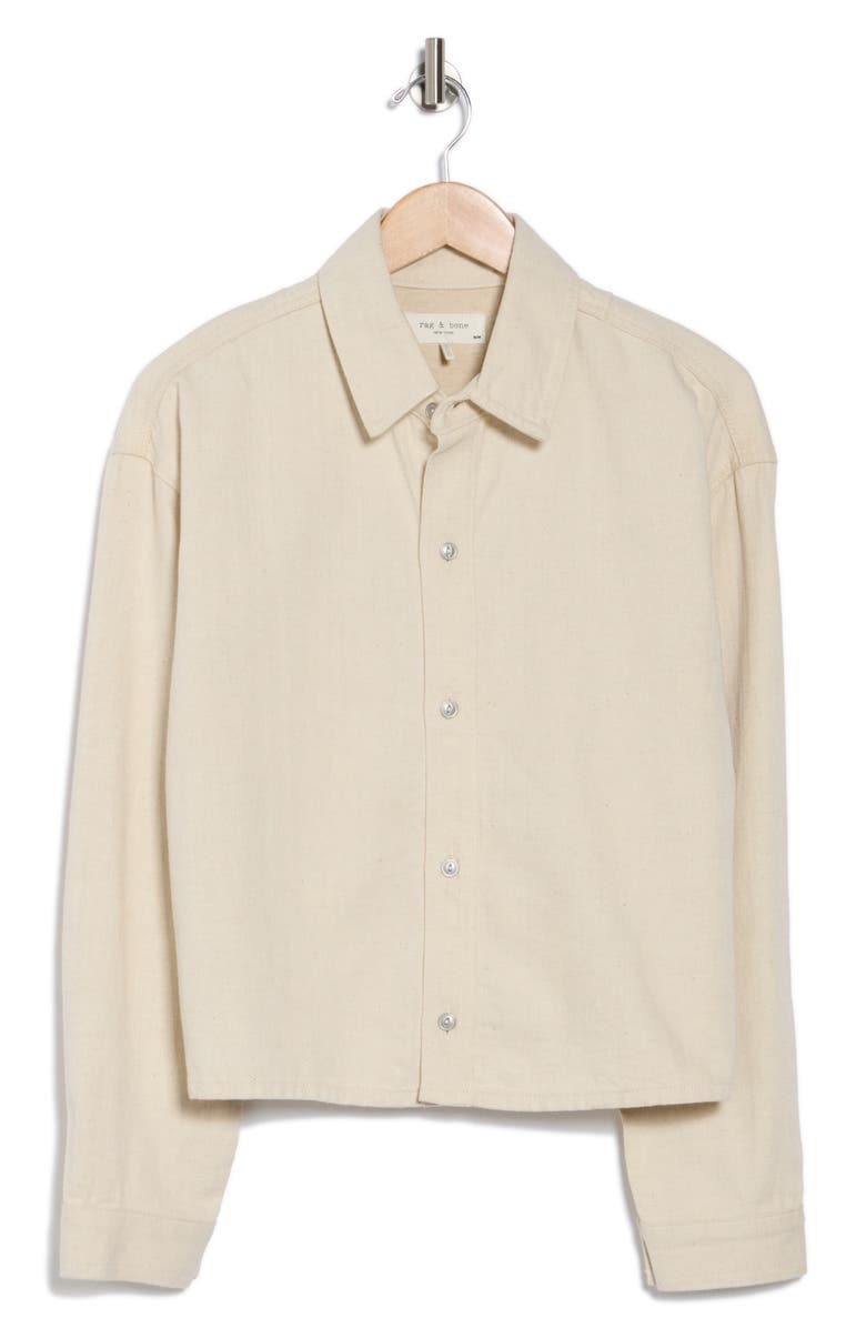 rag & bone Charlie Cropped Shirt, Alternate, color, Ecru