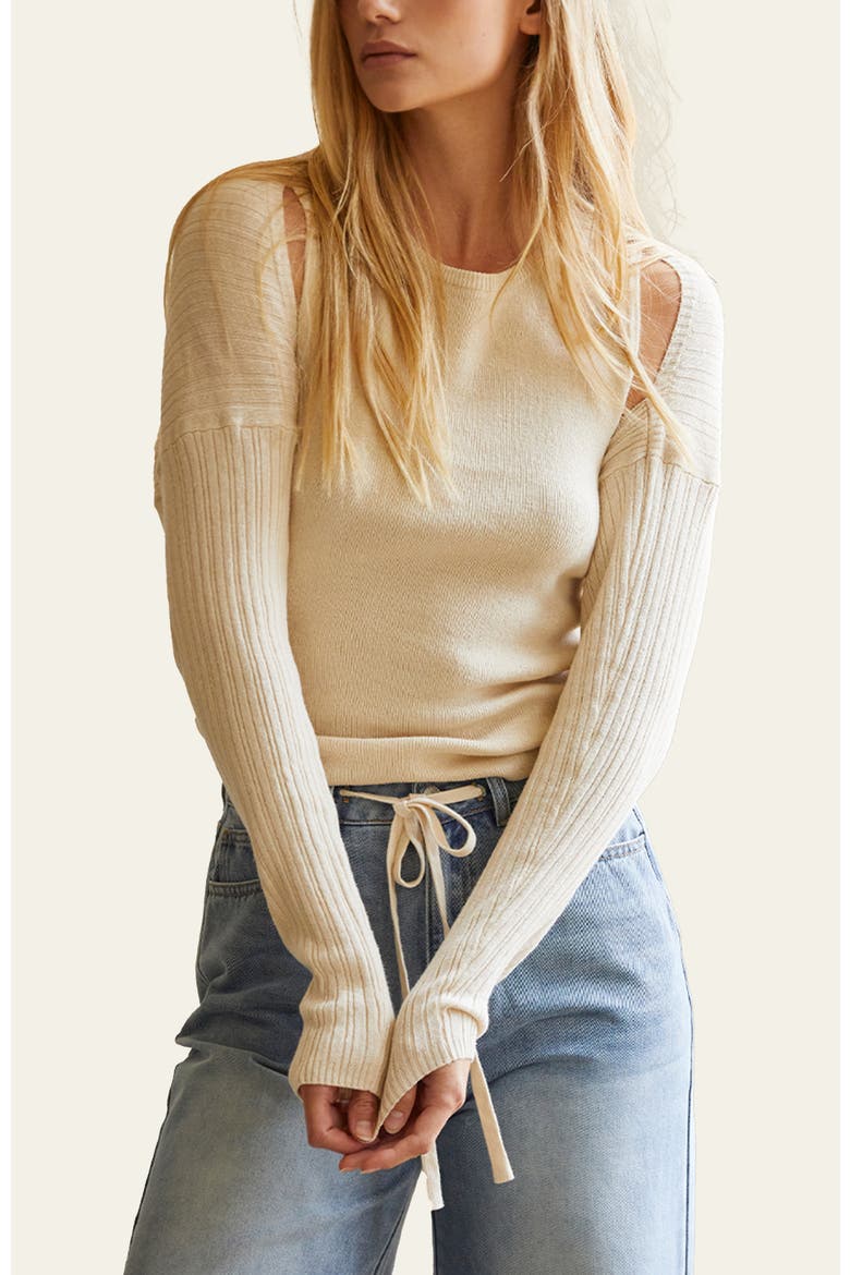Two Piece Bolero Set Knit Top, Main, color, Cream