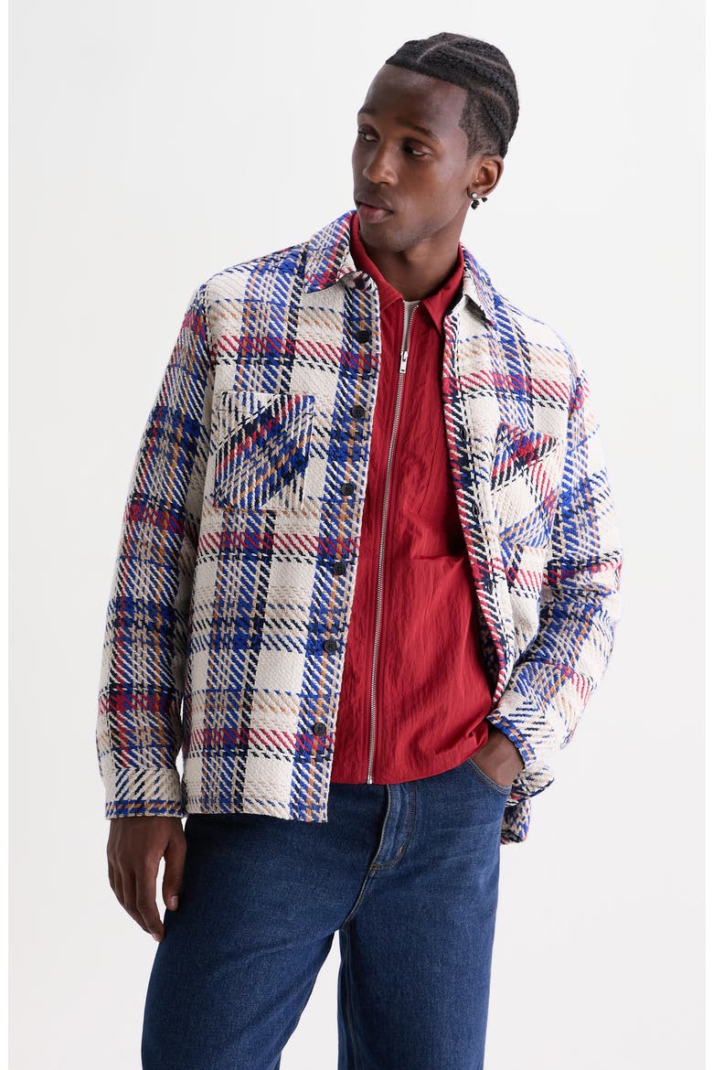 Whiting Jazz Weave Overshirt, Alternate, color, ECRU / RED