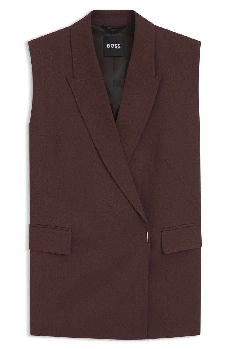 BOSS Jankania Linen Blend Vest, Alternate, color, Mocha
